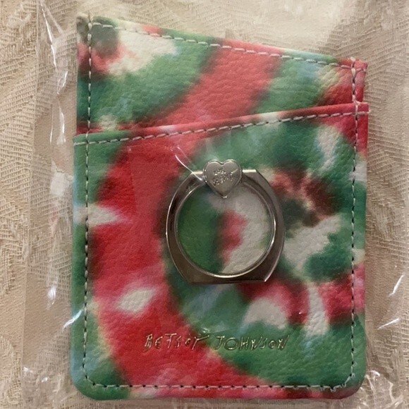 Betsey Johnson Stick On Phone Wallet Card Holder Ring Stand Tie Dye - Picture 2 of 6